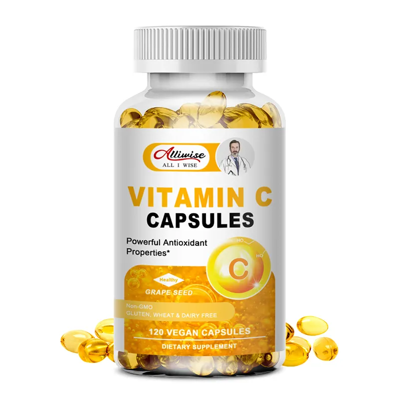 120 Uds 500mg cápsula de vitamina C producto de belleza suplemento sanitario vitamina C Softgel para el sistema inmunológico