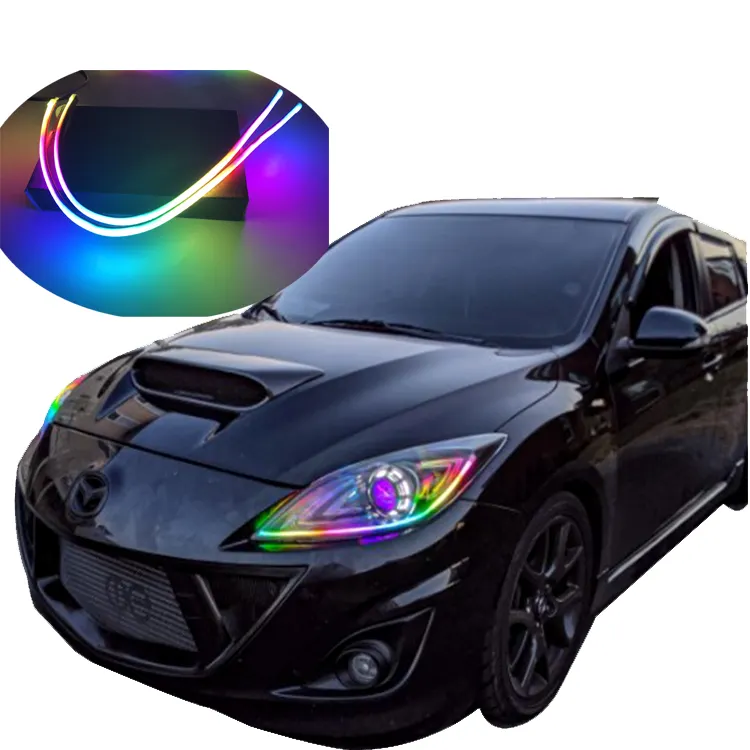 Bande lumineuse séquentielle led voiture oeil d'ange phare bande lumineuse led chassant rgb flexible DRL 12v lumière de voiture