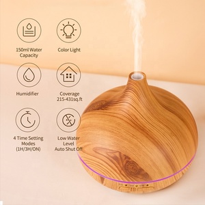 Ellestfun OEM/ODM <strong>Timer</strong> Fragrance <strong>Ultrasonic</strong> Round Aroma 150 ml Woodgrain Essential Oil <strong>Diffuser</strong> 150ml Machine - Product Image 4