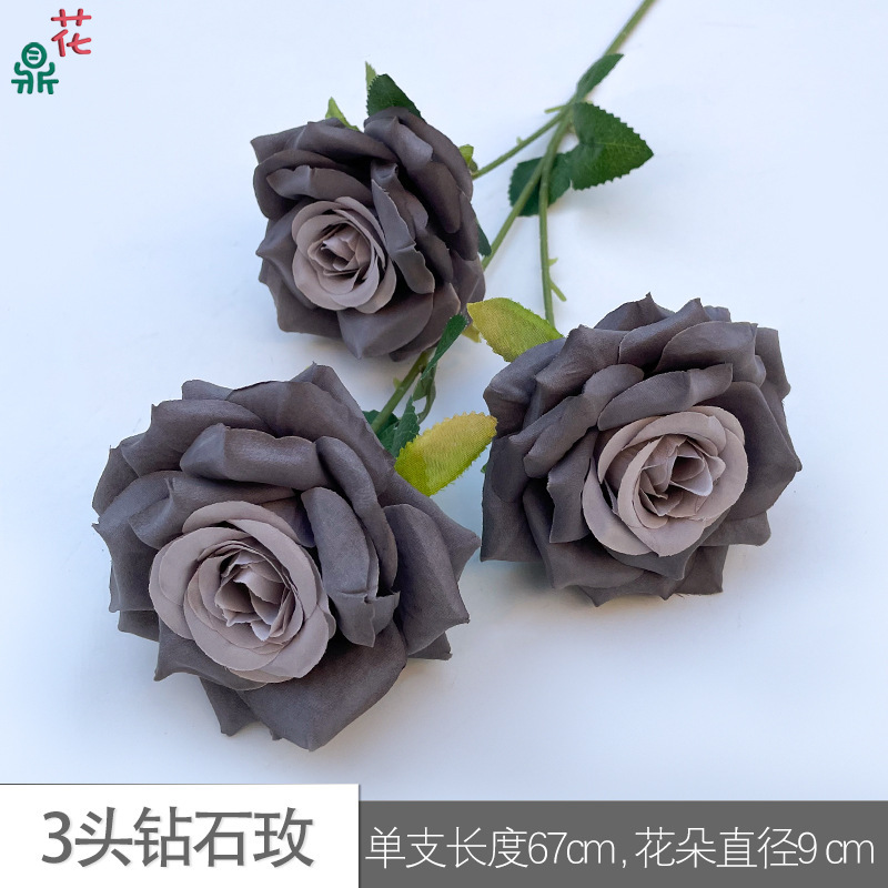 Rose diamant 3 têtes HYD gris