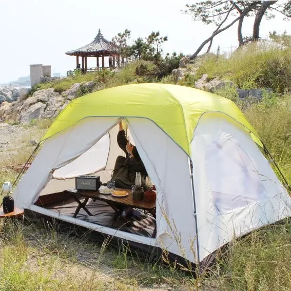 OEM Camping al aire libre 4 personas portátil personalizado impermeable pop-up automático Hexagonal tienda instantánea