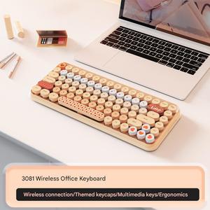 Ajazz 308i Retro macchina da scrivere chiave rotonda senza fili BT tastiera 84 tasti Macaron tastiere portatili per PC portatile Win/iOS/Android - Product Image 4