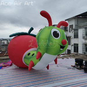 4mL Smiling Inflatable Rotten <strong>Apple</strong> with Giant Worm Cartoon Model for Outdoor Event Decoration and Advertising Display