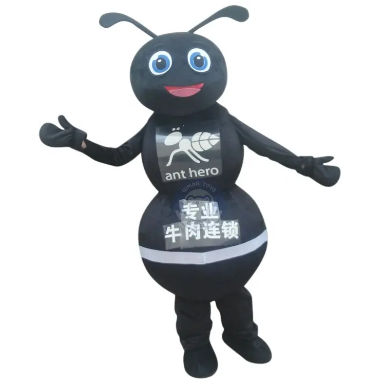 Qiman Custom Adult Size Black ant Plush Animal Cartoon Mascot Costume For Sale