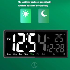 Grande orologio da parete digitale TEMP data settimana modalità notte orologio da tavolo 12/24H memoria spenta sveglia a LED per decorazioni per la casa - Product Image 5