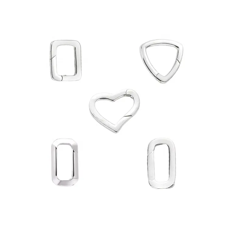 Colgantes de Plata de Ley 925 con forma de triángulo, cierre de anillo con forma de corazón cuadrado, para crear joyas