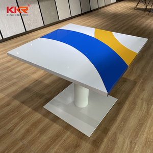 KKR运动设计蓝色彩色餐桌现代餐厅桌椅树脂表面实心桌面 - Product Image 3