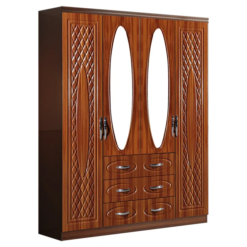 Offre Spéciale armoire en tissu bois avec miroir 4 portes rangement chambre à coucher armoire placard 400 mm peser les armoires en plastique