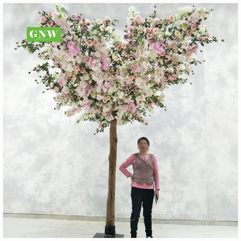 GNW grandi alberi artificiali verde con rosa all'aperto limone fiori di ciliegio decorazione frutta fiore matrimonio desiderio albero