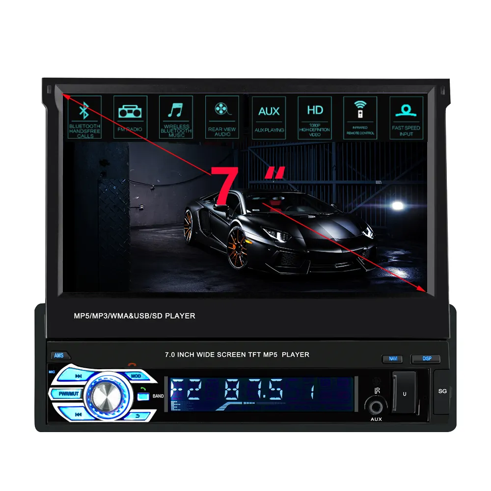 1 Din Multimedia Usb Fm Game Stereo 7 Inch Auto Mp5 Speler In Voorraad In Europa