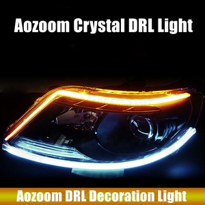2 adet su geçirmez sıralı akış gözyaşı kristal esnek şerit gündüz koşu işık dönüş sinyali LED DRL için Aozoom DRL ışık - Product Image 2