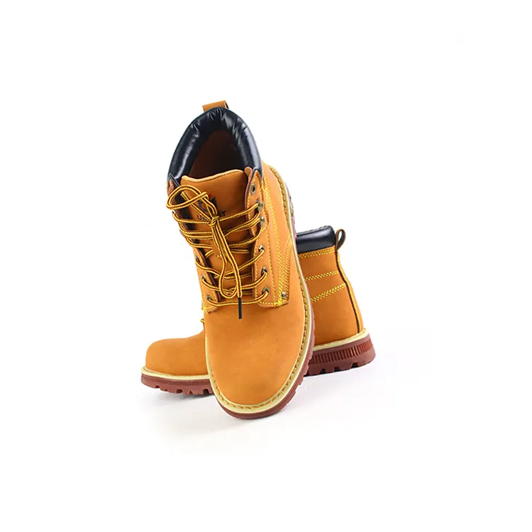 Sapatos masculinos de couro legítimo personalizados com biqueira de aço composto para segurança na construção, botas de trabalho para homens