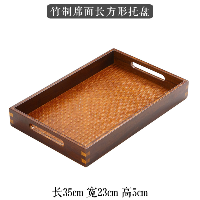 Rectangular bamboo tray with mat surface (spotted bamboo design)