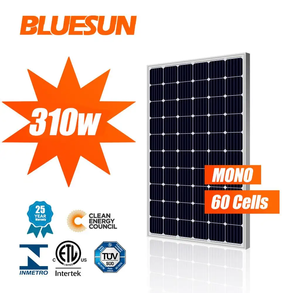 Bluesun Monokristallijne Cellen 310 watt Zonnepaneel mobiele 290w 300w 310 w 320w 330w beste prijs per watt met CE TUV ETL Certificaat