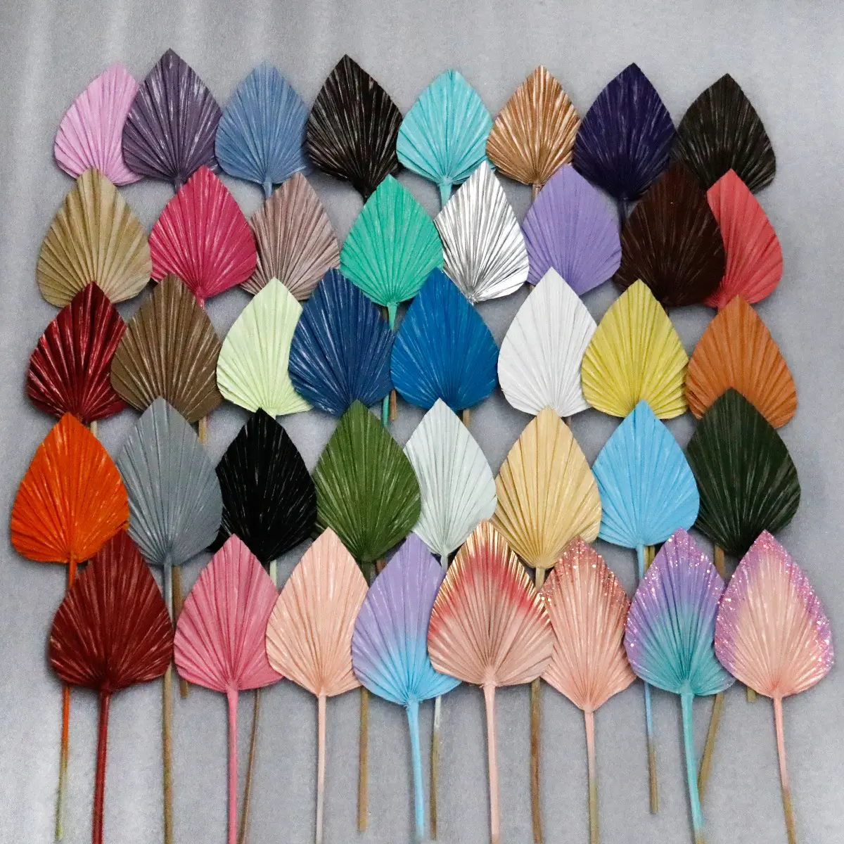 Palm leaf cattail fan dry flower DIY home decoration spray painting gold sprinkling colored small fan Guanyin fan material