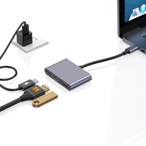2024 mejores accesorios de computadora 3 en 1 USB C HUB con adaptador de 4K30Hz y USB 3,2 10Gbps hub de datos