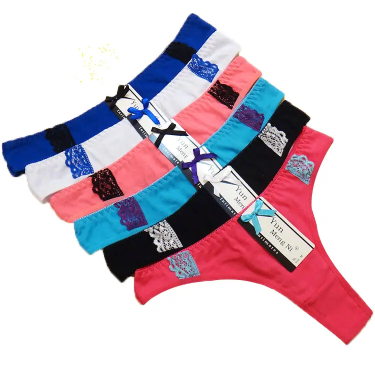 Suiyun — tongs Sexy en coton avec nœud pour femme, sous-vêtements, string, mignon, fille