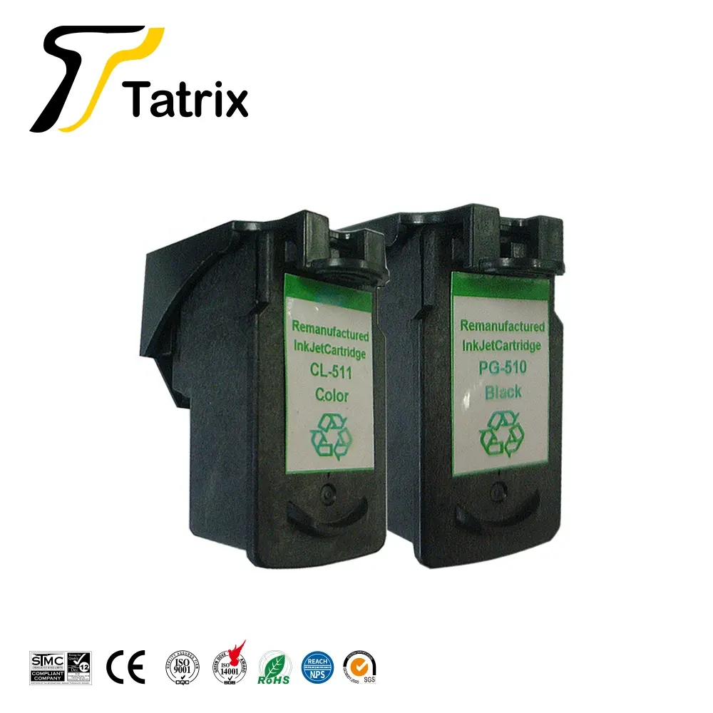 Tatrix PG-510 PG510 PG 510 CL-511 CL511 CL 511 remanufacturados de inyección de tinta de Color cartucho de tinta para Canon PIXMA impresora