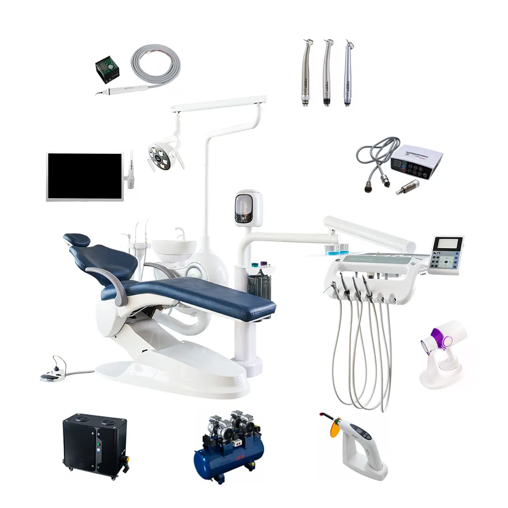 Silla dental M2 + de seguridad italiana, certificado CE, negra y plateada, para hospital de belleza