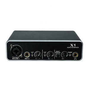Tarjeta de sonido Usb profesional interfaz de Audio estudio de grabación 2 en 2 salidas con fuente de alimentación de 48V para cantar por ordenador