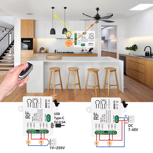 RF433MHz <strong>Universal</strong> Wireless <strong>Remote</strong> <strong>Control</strong> Transmitter DC 12V 24V AC12-36V 2CH Receiver Relay for Garage Roll Shutter Door Light - Product Image 3