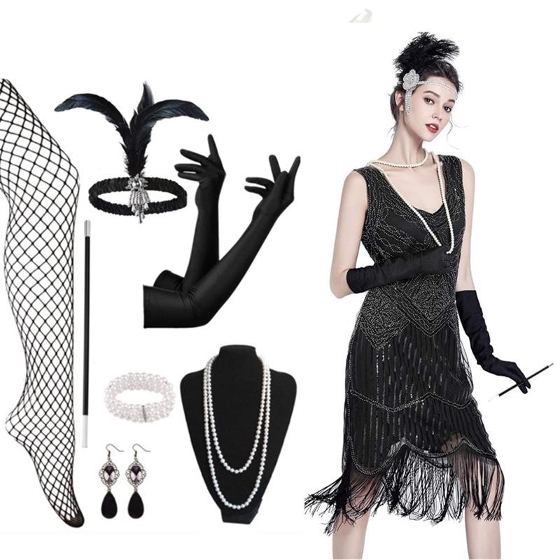 Abito nero argento+set sette pezzi