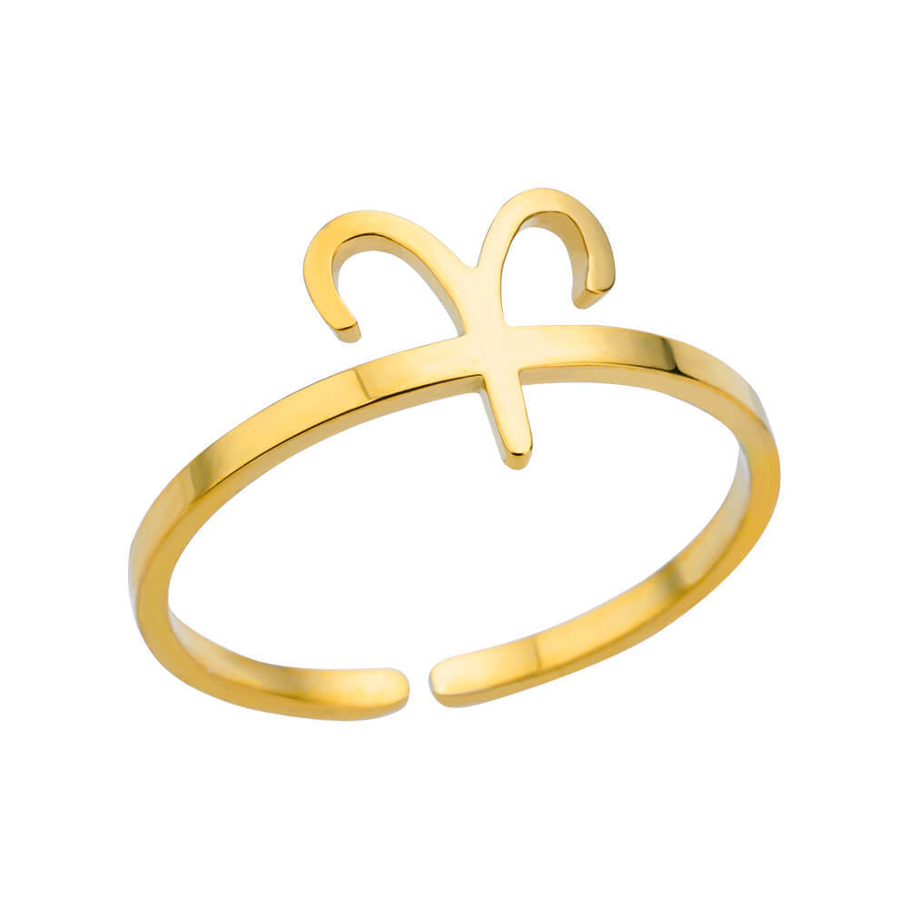 Gold Plated Zodiac Ring - Aries