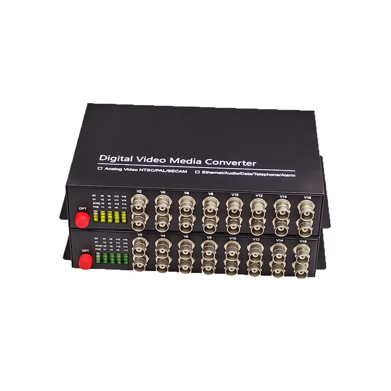 16 Channel BNC Analog Video To Fiber Optic Converter Transmitter/Receiver For CCTV System Analog Camera CVBS Camera