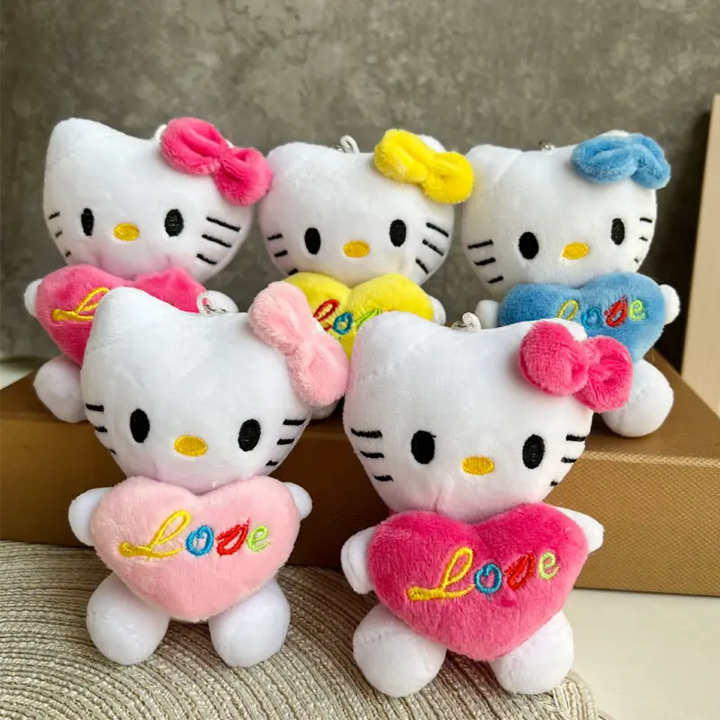 KT10CM Kawaii peluche Kuromi My Melody Panda Styling graziosa borsa imbottita peluche portachiavi ciondolo per auto regali per ragazze bambini