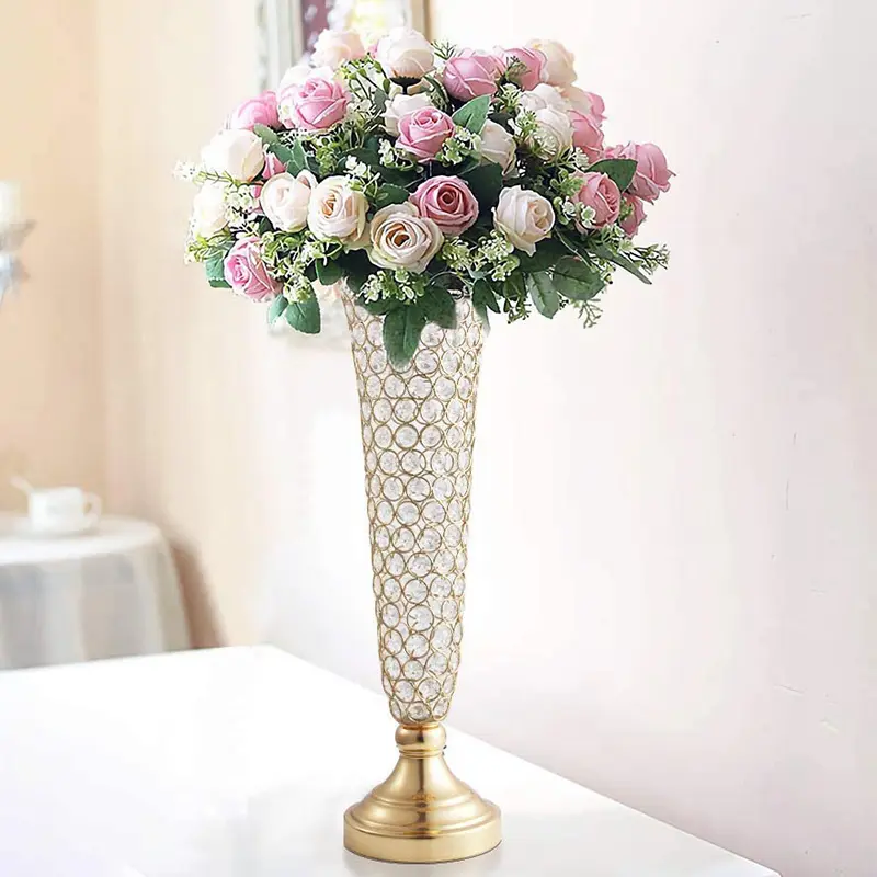 Decorazione per eventi di nozze in metallo oro argento vasi di fiori vaso di fiori decorazione della tavola di nozze per centrotavola da tavola