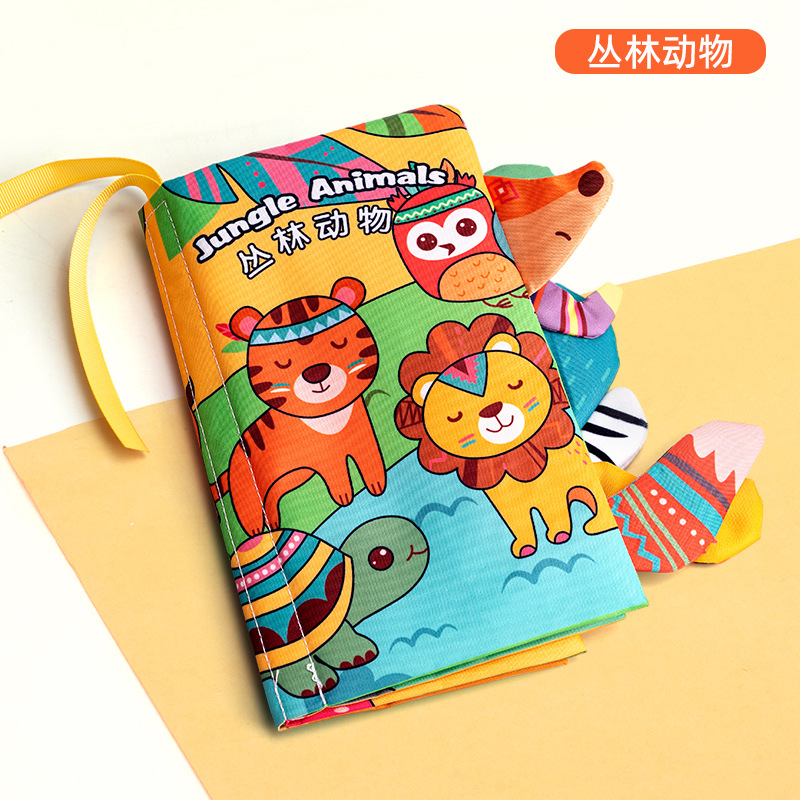 Livre en tissu Jungle animal queues (6 pages, 12 côtés)