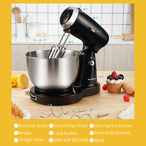 Low Noise DC Motor Kitchen Electric Stand <strong>Mixer</strong> Daily <strong>Use</strong> With Egg Whisk Dough Hook Flat Beater Food <strong>Mixer</strong>