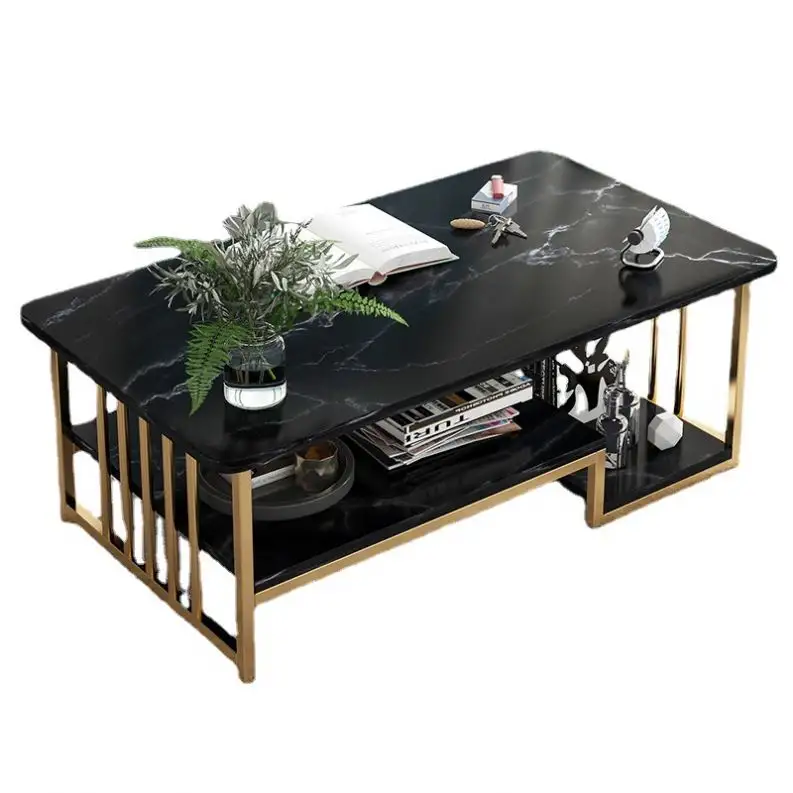 Table basse noire contemporaine avec conception multifonctionnelle de stockage