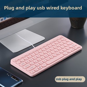 Lightweight Portable Universal USB Wired <strong>Keyboard</strong> Retro Style Small Round <strong>Keys</strong> for Office &amp; Gaming Laptop <strong>Computer</strong> - Product Image 5