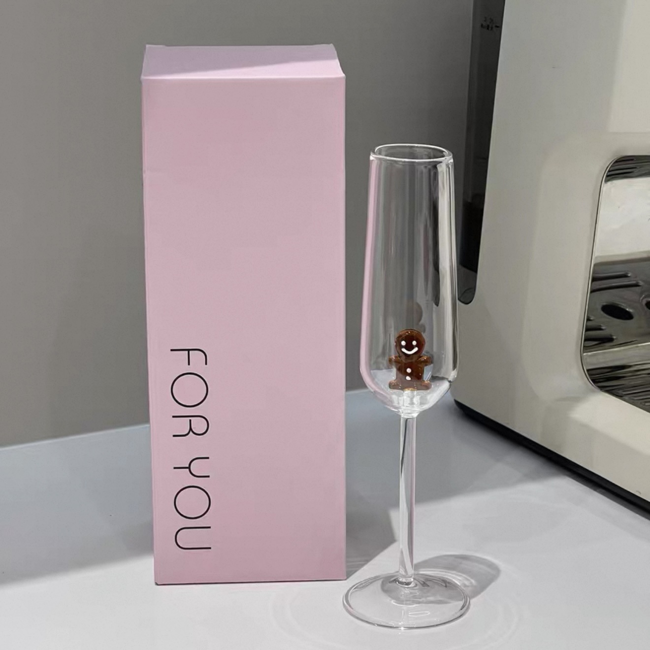 Nouveau verre à champagne bonhomme en pain d'épices, paquet unique