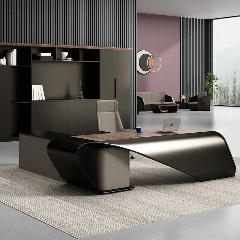 2023 De madeira mobiliário de escritório mesa moderno chefe mesa luxo executivo ceo escritório mesa para venda