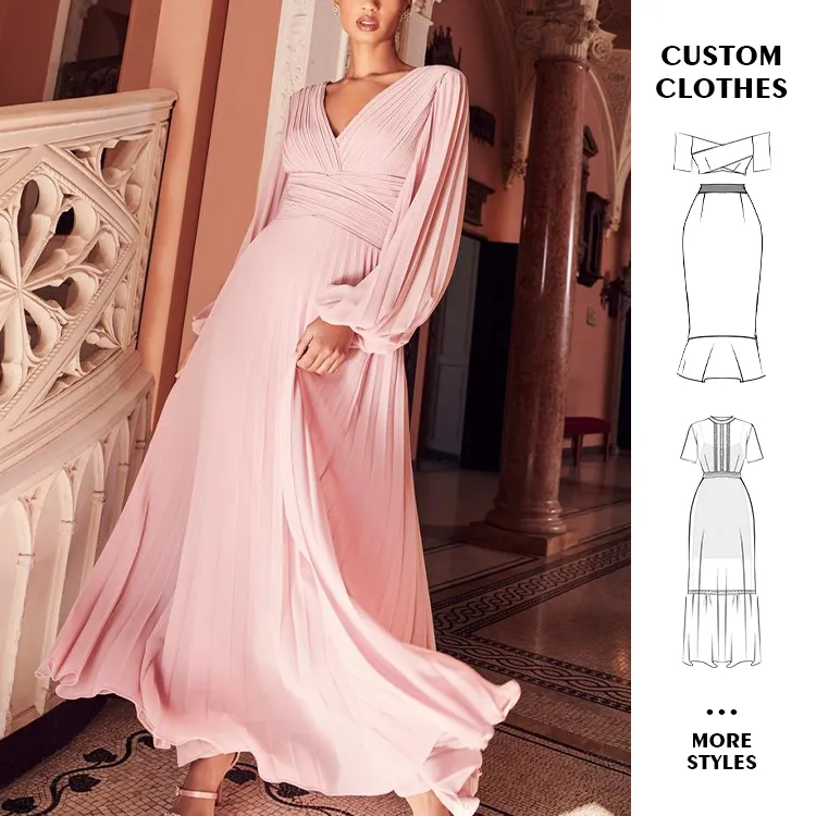 Dress maxi formal wanita, gaun malam elegan Bodycon logo kustom mode musim semi OEM 2024