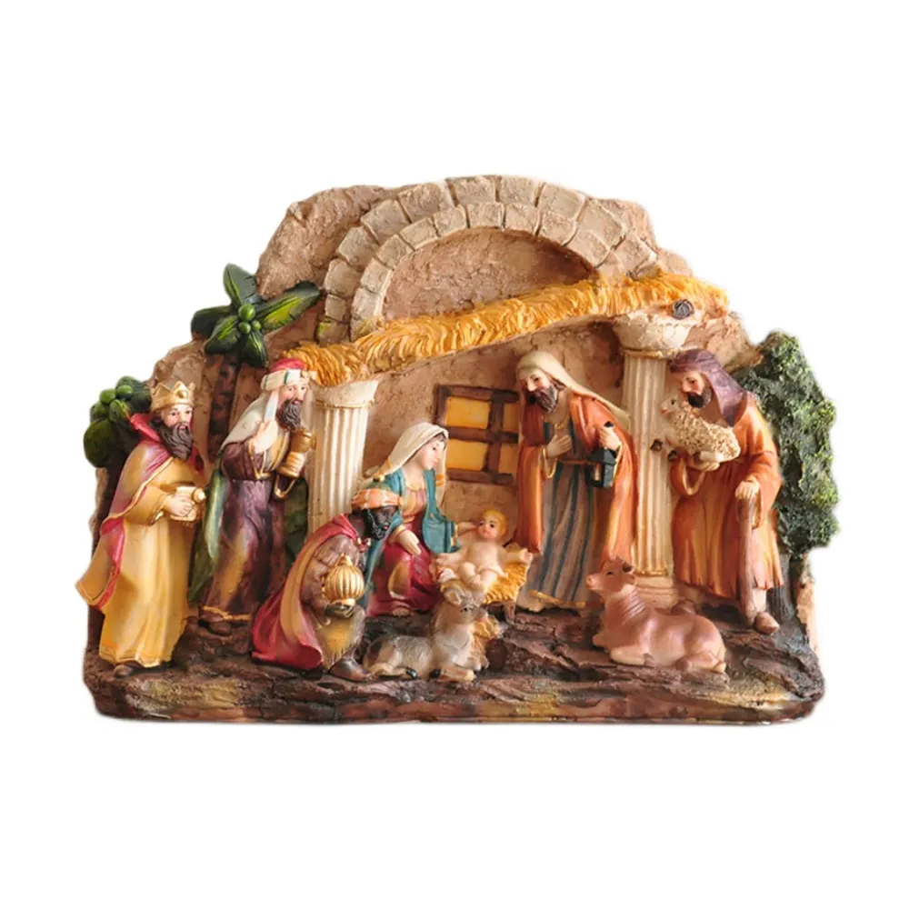 เรซิ่นที่มีเสถียรภาพ Nativity ฉากครอบครัวศักดิ์สิทธิ์ตกแต่งคริสต์มาสรูปโต๊ะเครื่องประดับ