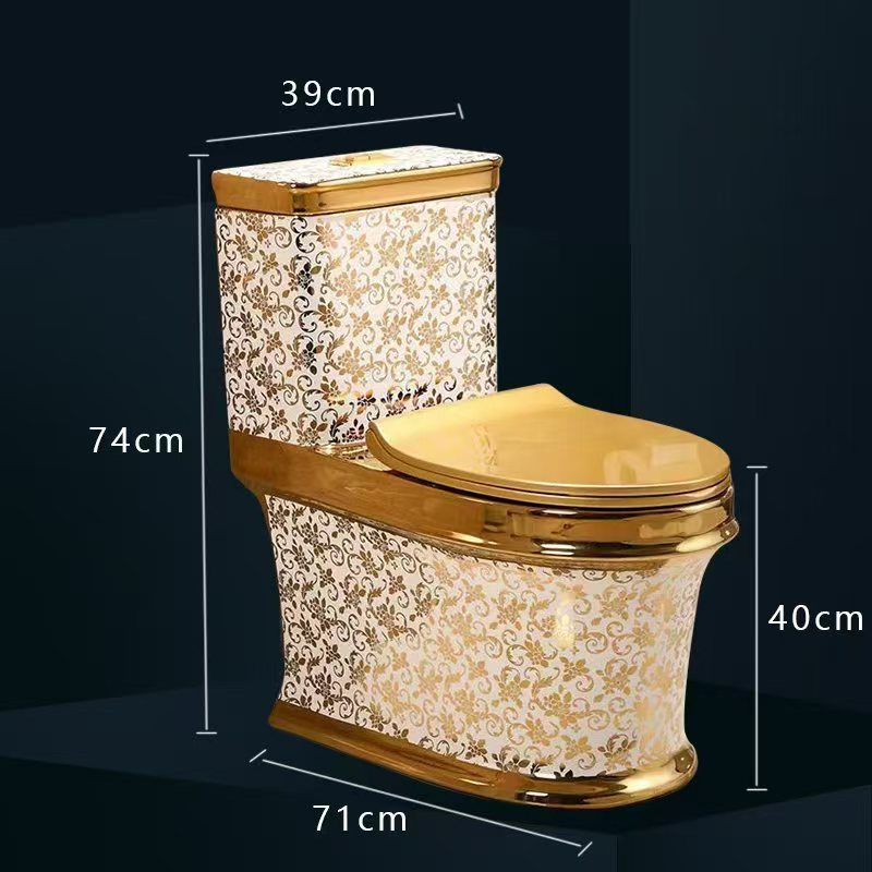 Toilette à fleurs dorées de type E, espacement des trous de 300 mm