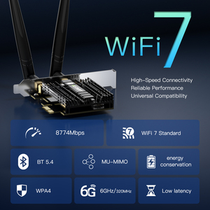 EDUP Intel be 8774Mbps son derece entegre PCIe Wifi 7 kablosuz adaptör oyun ağ kartı Intel yonga seti ile - Product Image 2
