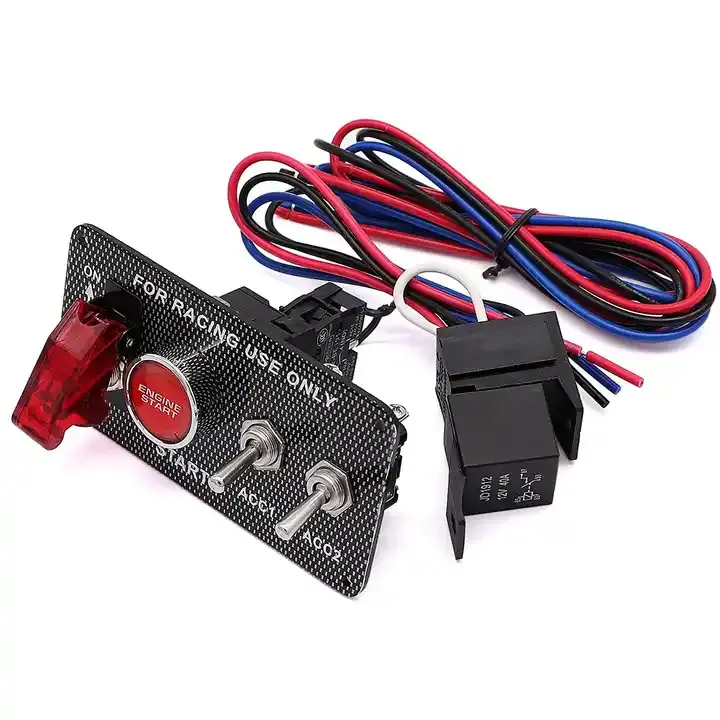 Ignition Switch Panel 12V 24V LED Lighted Toggle Switch Engine Start Push Button Switch Panel for Racing Car Off Road