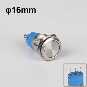Interruttore a pulsante ad anello LED illuminato da 16mm con funzione On-Off IP65 livello 5A Max. Corrente 250V Max. Tensione - Product Image 2