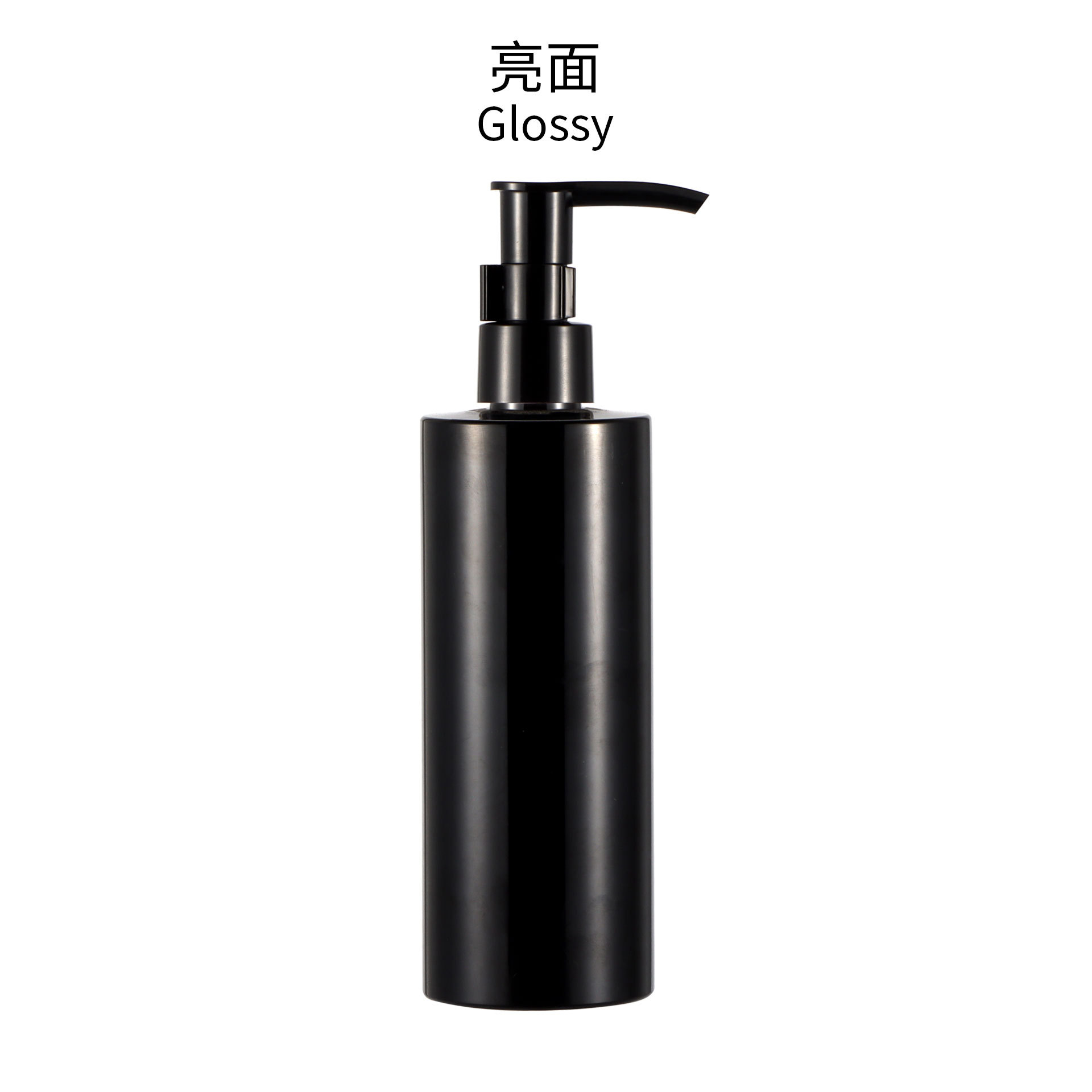 Bouteille noire brillante Une pompe noire