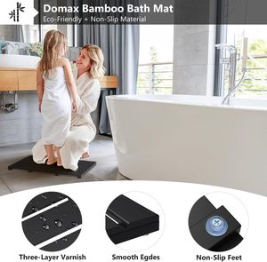 JQ黑色竹浴垫淋浴垫浴缸防水桑拿水疗台阶防滑浴室地垫 - Product Image 6