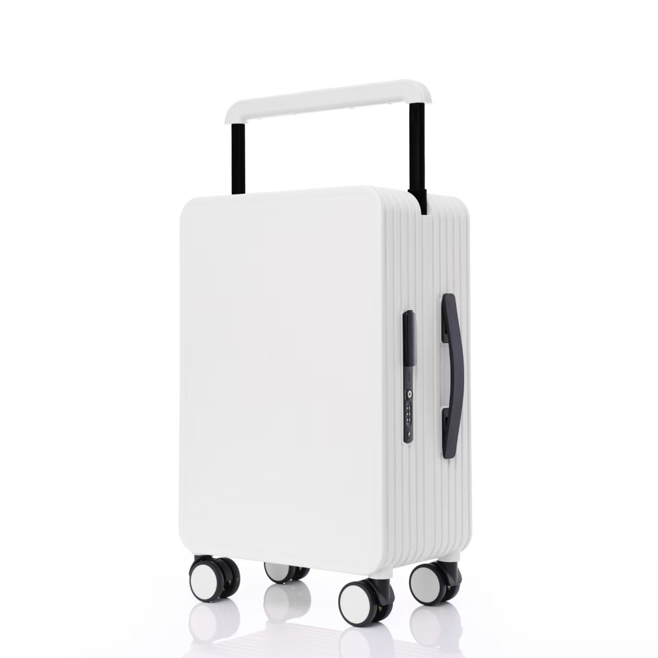 White suitcase luggage wide