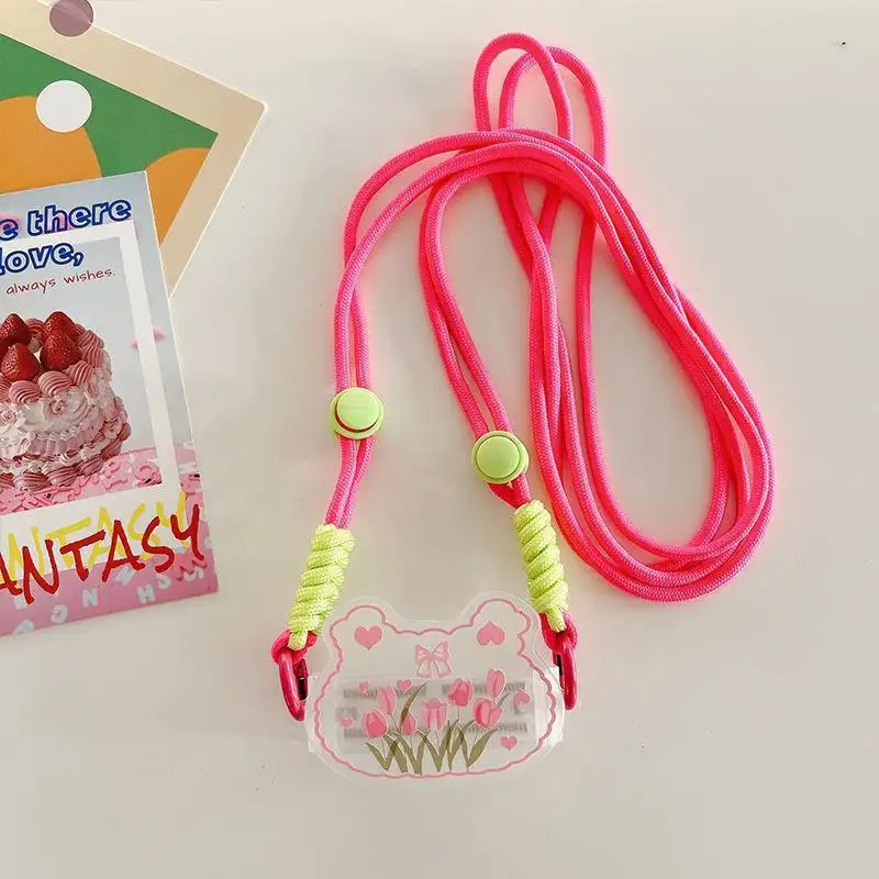 Fashion Dacron custodia per telefono universale Clip cavo in silicone Cartoon Cute Kawaii spalla Sling collana tracolla per telefono cellulare