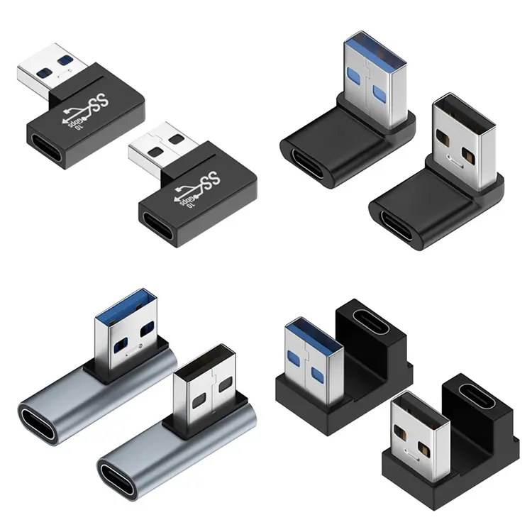 10Gbps USB3.0アダプター90度直角USBオス-タイプCメスアダプターラップトップPC用データ同期充電コンバーター