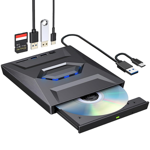 Reproductor de CD/DVD externo, lector, escritor, unidad de disco óptico con lector de tarjetas SD y puertos de entrada USB 3,0 + 2,0 + tipo C para ordenador portátil - Product Image 1