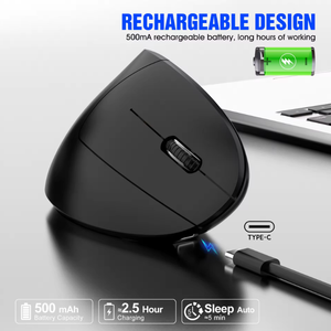 コンピュータ用USB光学式ワイヤレスマウス垂直人間工学ゲーム用マウスBT 3.0右ハンドヘルド充電ラップトップデスクトップデザイン - Product Image 5