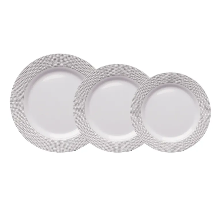 Piatto di base di plastica del piatto tessuto bianco della melammina su ordinazione di vendita calda 2023